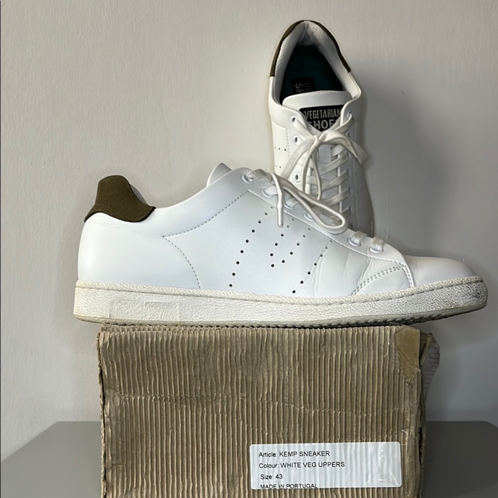 White Low-Top Sneakers with Perforated V logo